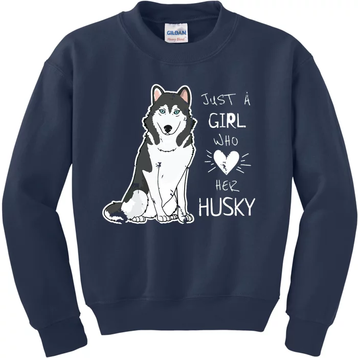 Just A Girl Who Loves Her Husky Dog Puppy Love Kids Sweatshirt