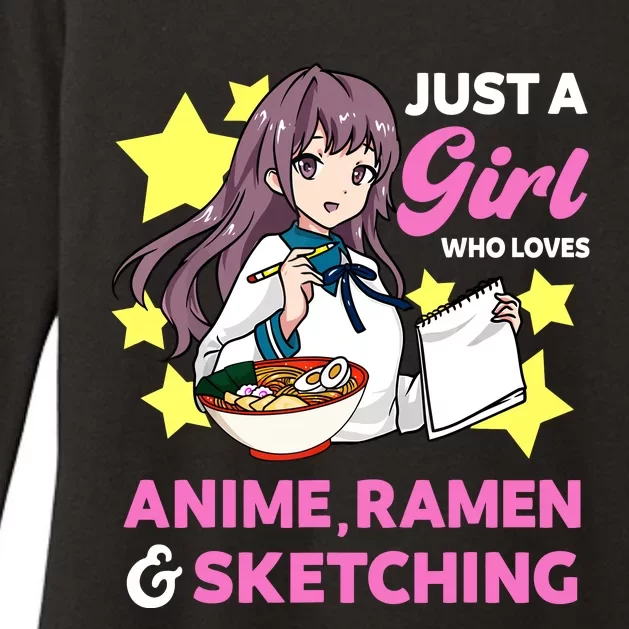 Just A Girl Who Loves Anime Ramen And Sketching Manga Womens CVC Long Sleeve Shirt