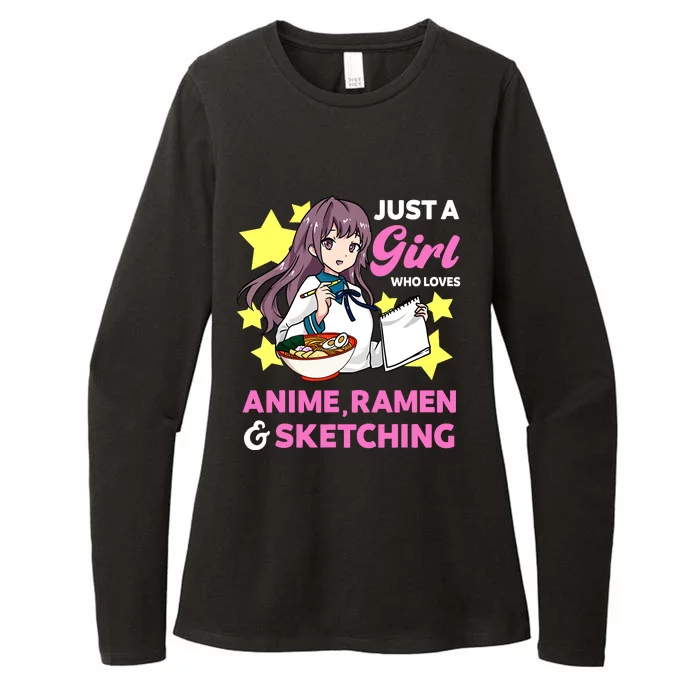 Just A Girl Who Loves Anime Ramen And Sketching Manga Womens CVC Long Sleeve Shirt