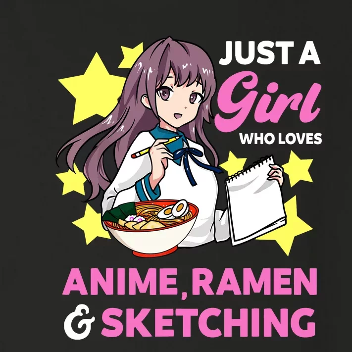 Just A Girl Who Loves Anime Ramen And Sketching Manga Toddler Long Sleeve Shirt