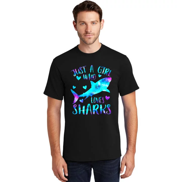 Just A Girl Who Loves Sharks Galaxy Shark Lover Theme Girls Tall T-Shirt