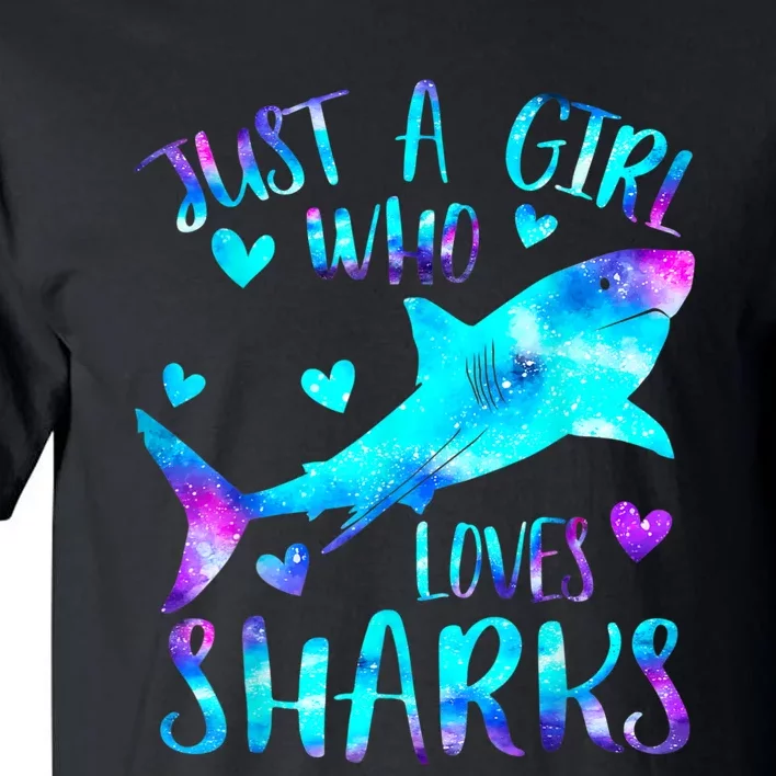 Just A Girl Who Loves Sharks Galaxy Shark Lover Theme Girls Tall T-Shirt