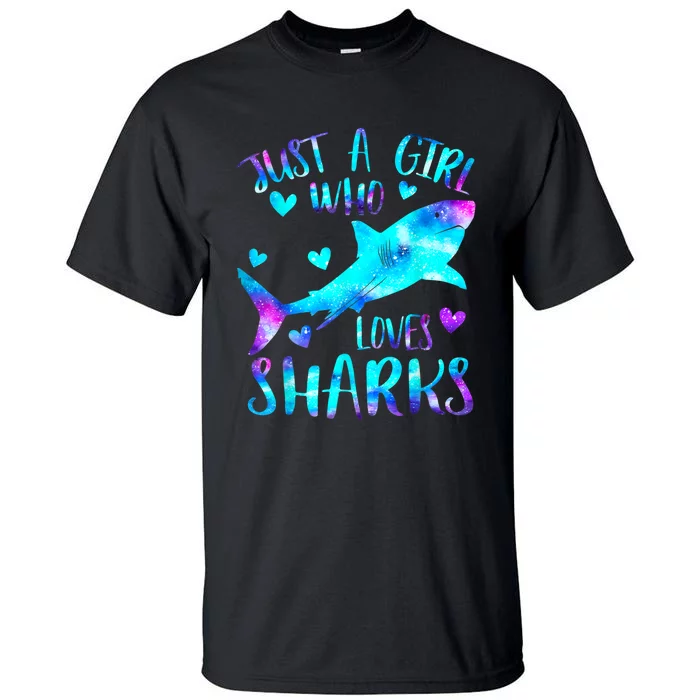 Just A Girl Who Loves Sharks Galaxy Shark Lover Theme Girls Tall T-Shirt