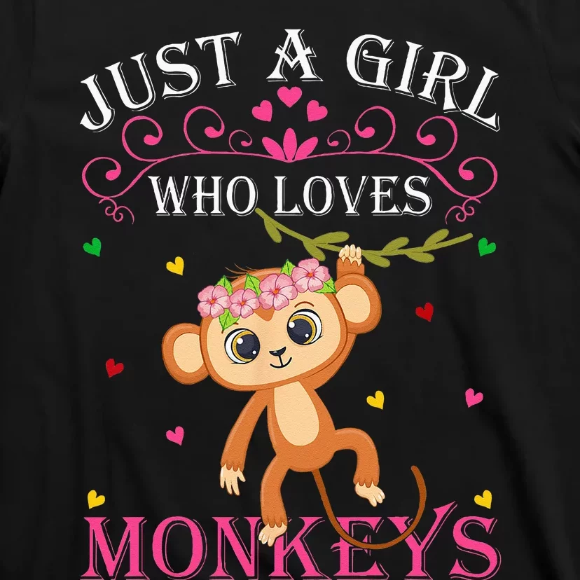 Just A Girl Who Loves Monkeys Cute Monkey Lover Kids T-Shirt