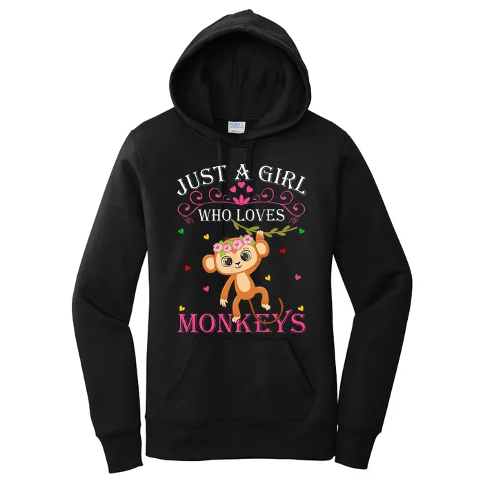 Just A Girl Who Loves Monkeys Cute Monkey Lover Kids Women's Pullover Hoodie