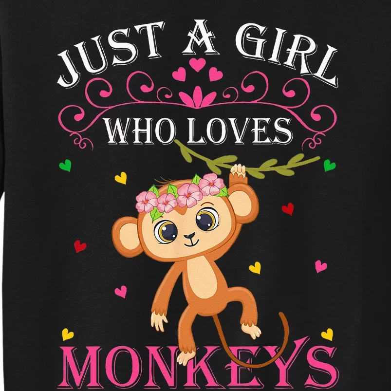 Just A Girl Who Loves Monkeys Cute Monkey Lover Kids Tall Sweatshirt