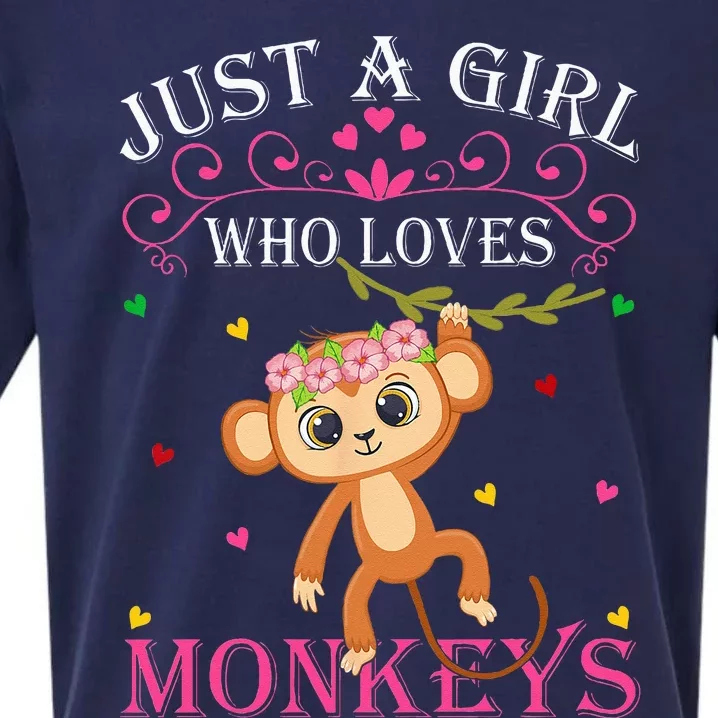 Just A Girl Who Loves Monkeys Cute Monkey Lover Kids Sueded Cloud Jersey T-Shirt