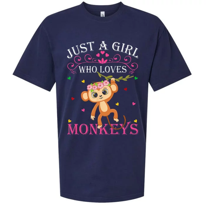 Just A Girl Who Loves Monkeys Cute Monkey Lover Kids Sueded Cloud Jersey T-Shirt