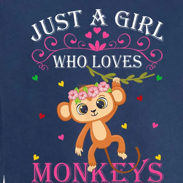 Just A Girl Who Loves Monkeys Cute Monkey Lover Kids Garment-Dyed Sweatshirt