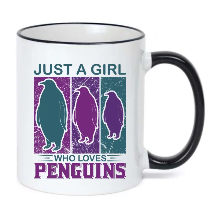 Just A Girl Who Loves Penguins Black Color Changing Mug