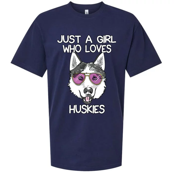 Just A Girl Who Loves Huskies Dog Lover Gifts Husky Owner Sueded Cloud Jersey T-Shirt