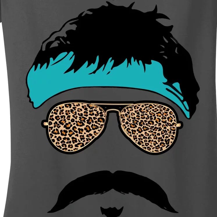 Jaguar Print Shades Uncle Rico Minshew Duuuval Women's V-Neck T-Shirt