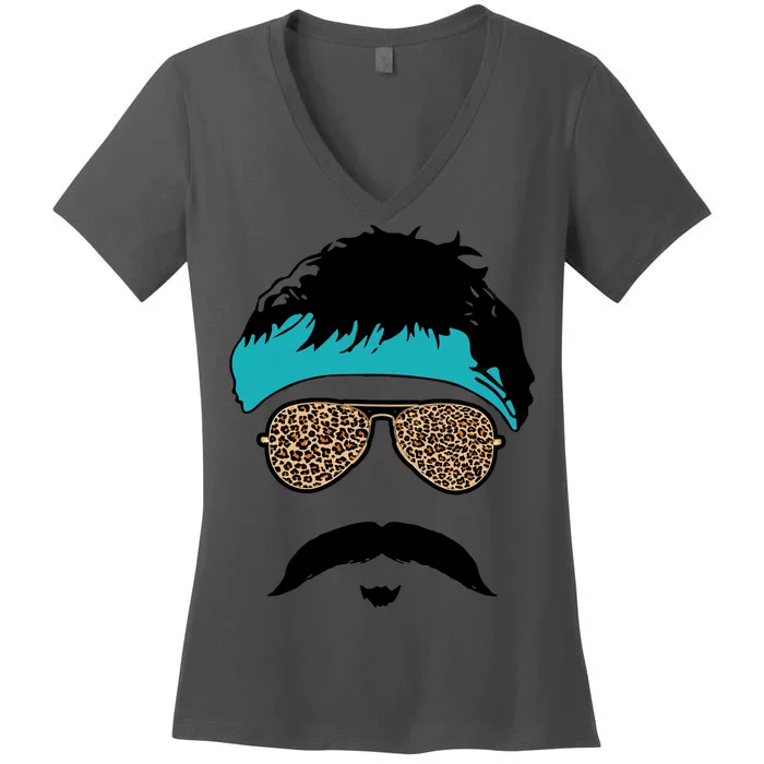 Jaguar Print Shades Uncle Rico Minshew Duuuval Women's V-Neck T-Shirt