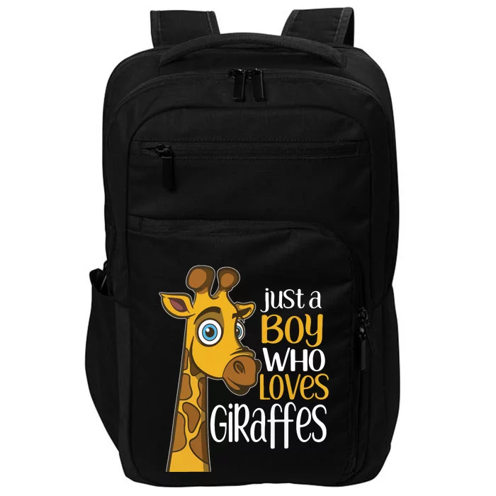 Just A Human Who Loves Giraffes Funny Giraffe Gift Impact Tech Backpack