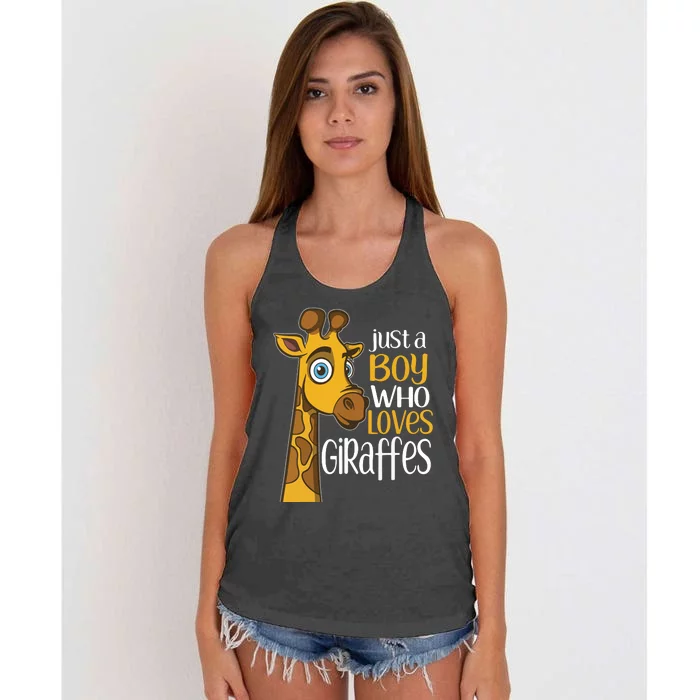 Just A Human Who Loves Giraffes Funny Giraffe Gift Women's Knotted Racerback Tank