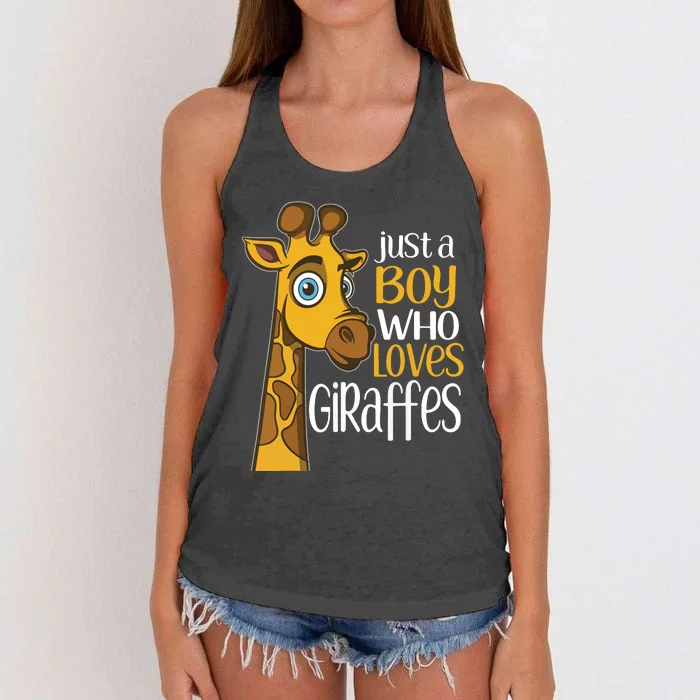 Just A Human Who Loves Giraffes Funny Giraffe Gift Women's Knotted Racerback Tank