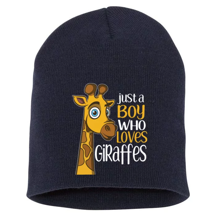 Just A Human Who Loves Giraffes Funny Giraffe Gift Short Acrylic Beanie