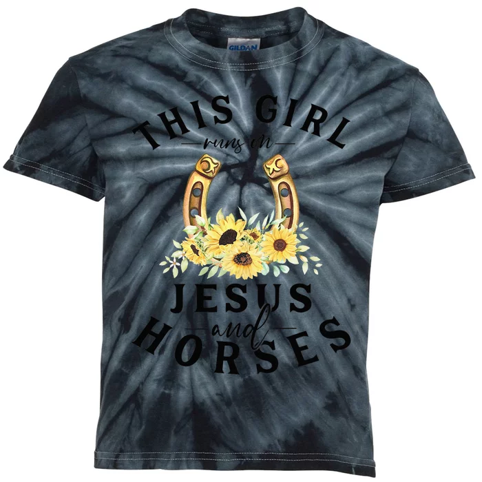 Jesus And Horses Horse Gifts For Christian Gifts Kids Tie-Dye T-Shirt