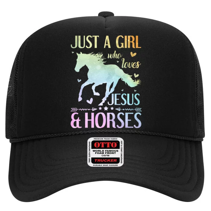 Jesus And Horses Horse Gifts High Crown Mesh Trucker Hat