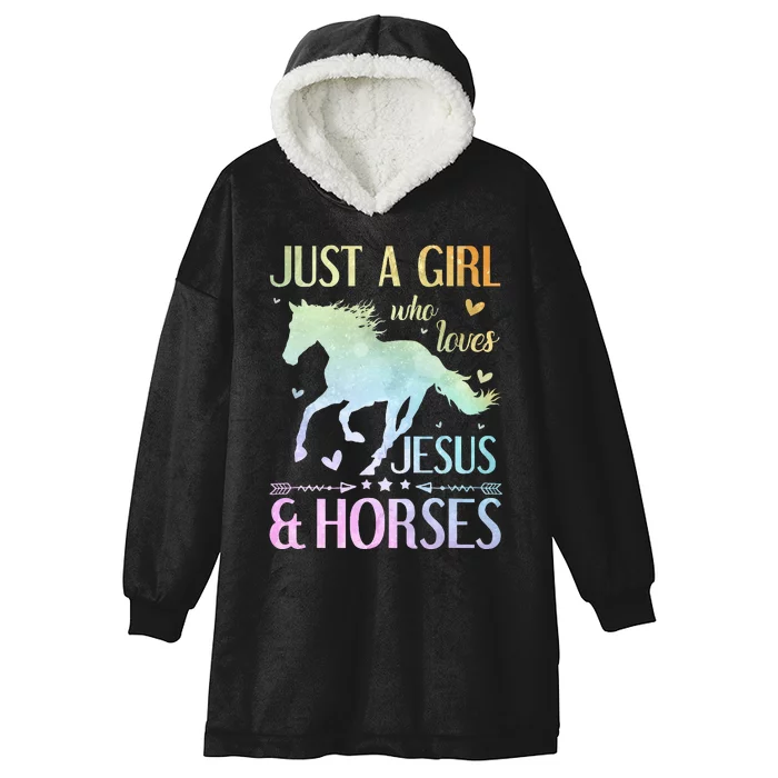 Jesus And Horses Horse Gifts Hooded Wearable Blanket