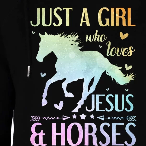 Jesus And Horses Horse Gifts Womens Funnel Neck Pullover Hood