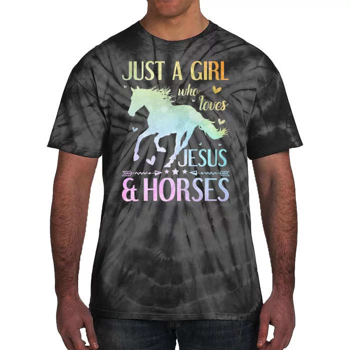 Jesus And Horses Horse Gifts Tie-Dye T-Shirt