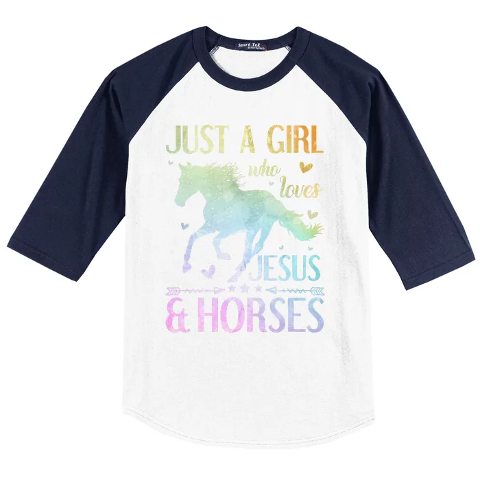 Jesus And Horses Horse Gifts Baseball Sleeve Shirt