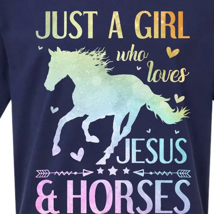 Jesus And Horses Horse Gifts Sueded Cloud Jersey T-Shirt