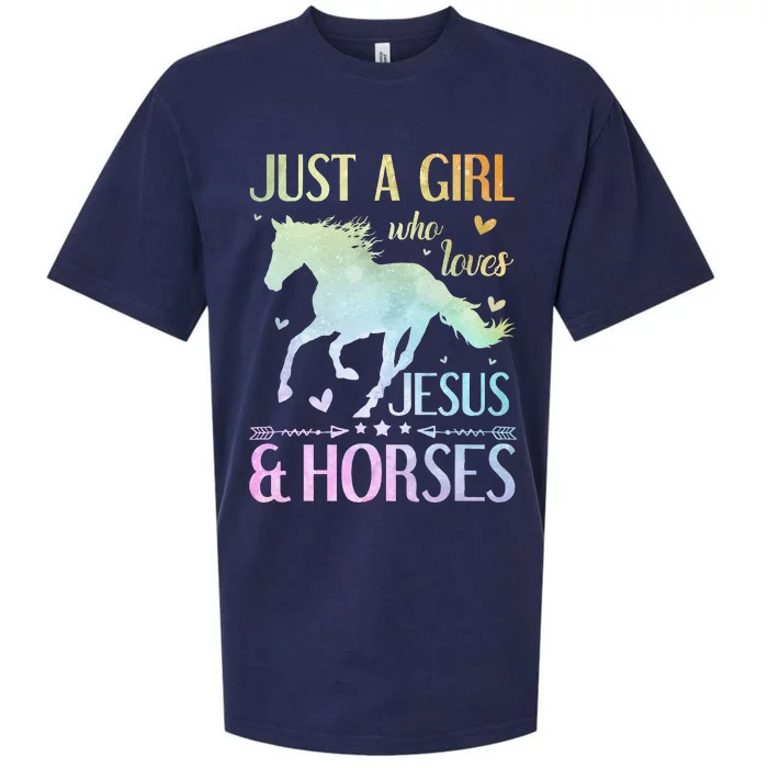 Jesus And Horses Horse Gifts Sueded Cloud Jersey T-Shirt