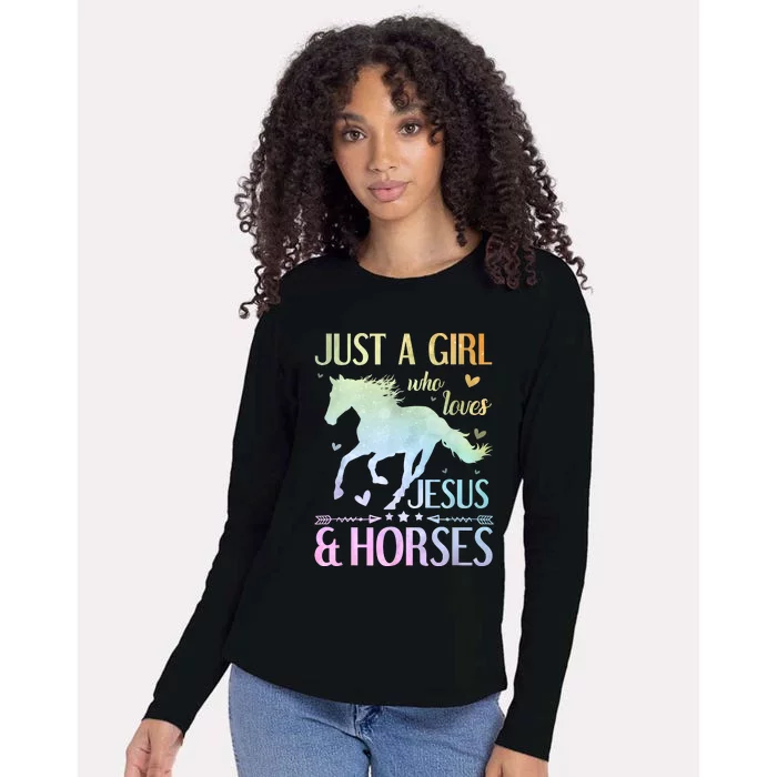 Jesus And Horses Horse Gifts For Women Tie Dye Womens Cotton Relaxed Long Sleeve T-Shirt