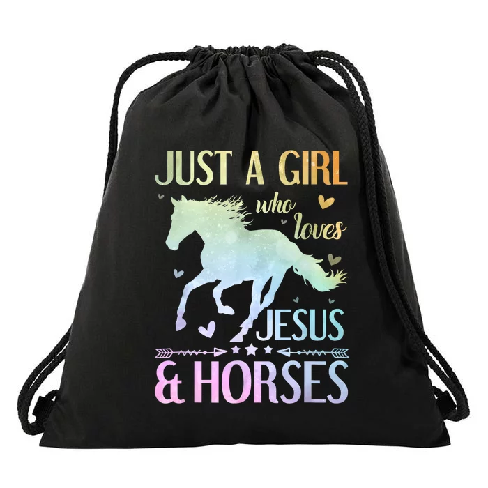 Jesus And Horses Horse Gifts For Women Tie Dye Drawstring Bag