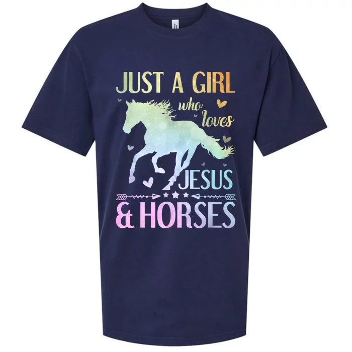 Jesus And Horses Horse Gifts For Women Tie Dye Sueded Cloud Jersey T-Shirt