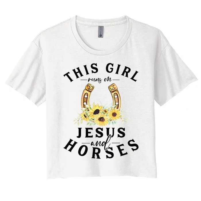 Jesus And Horses Horse Gifts For Christian Gifts Women's Crop Top Tee