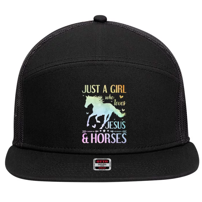 Jesus And Horses Horse Gifts 7 Panel Mesh Trucker Snapback Hat