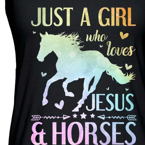 Jesus And Horses Horse Gifts Ladies Essential Flowy Tank