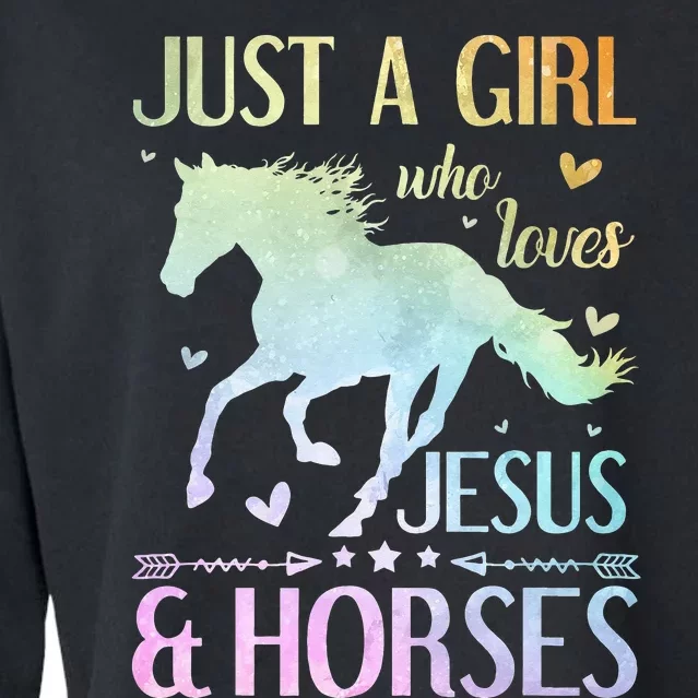 Jesus And Horses Horse Gifts Cropped Pullover Crew