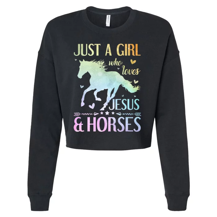 Jesus And Horses Horse Gifts Cropped Pullover Crew