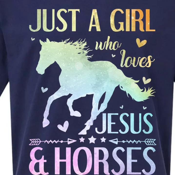 Jesus And Horses Horse Gifts Sueded Cloud Jersey T-Shirt