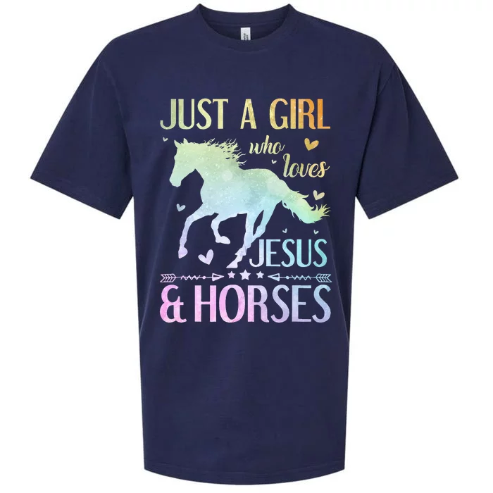 Jesus And Horses Horse Gifts Sueded Cloud Jersey T-Shirt