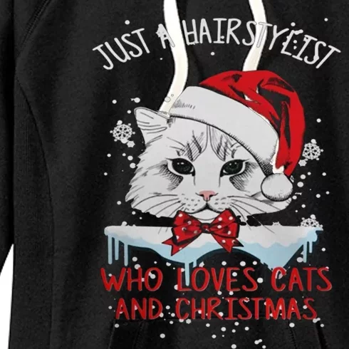 Just A Hairstylist Who Loves Cats And Christmas Women's Fleece Hoodie