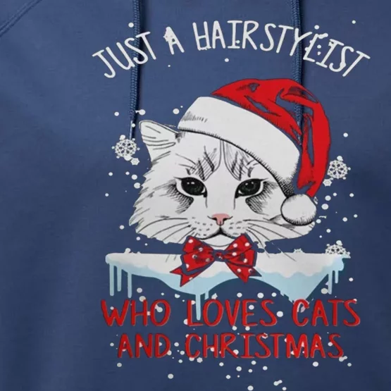 Just A Hairstylist Who Loves Cats And Christmas Performance Fleece Hoodie