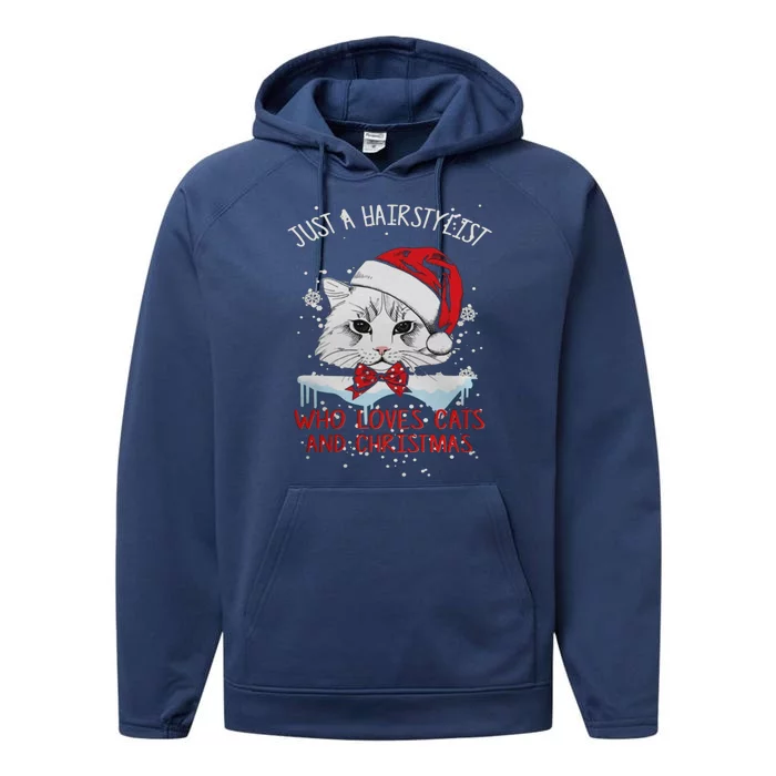 Just A Hairstylist Who Loves Cats And Christmas Performance Fleece Hoodie