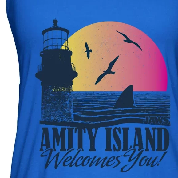 Jaws Amity Island Welcomes You Sunset Great Gift Ladies Essential Flowy Tank