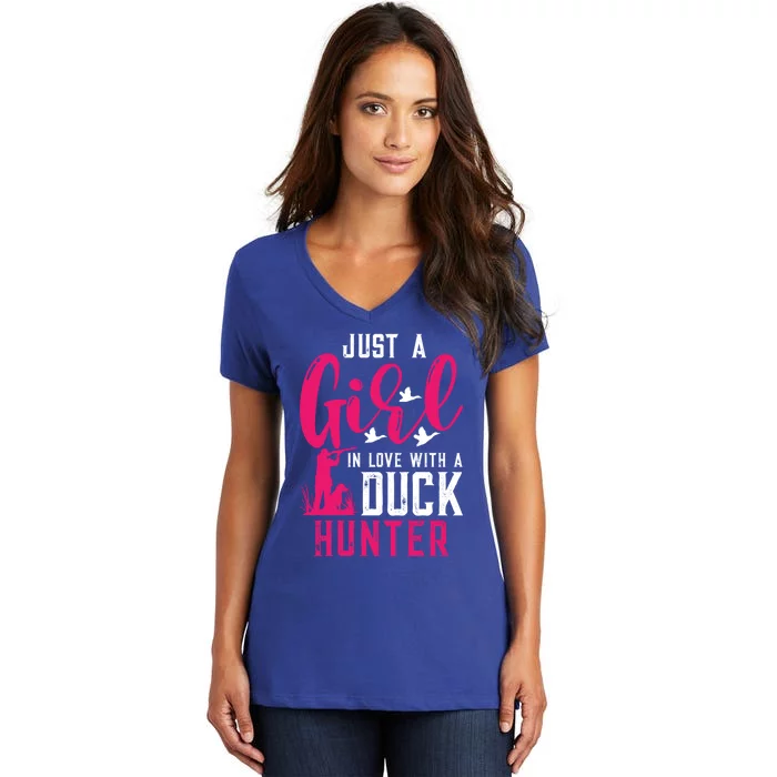 Just A In Love With A Duck Hunter Gift Women's V-Neck T-Shirt