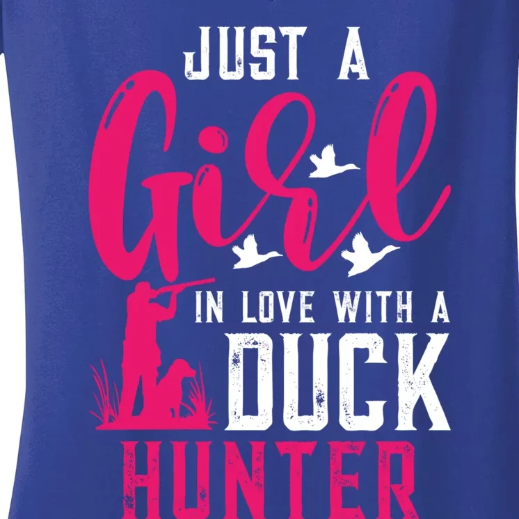 Just A In Love With A Duck Hunter Gift Women's V-Neck T-Shirt