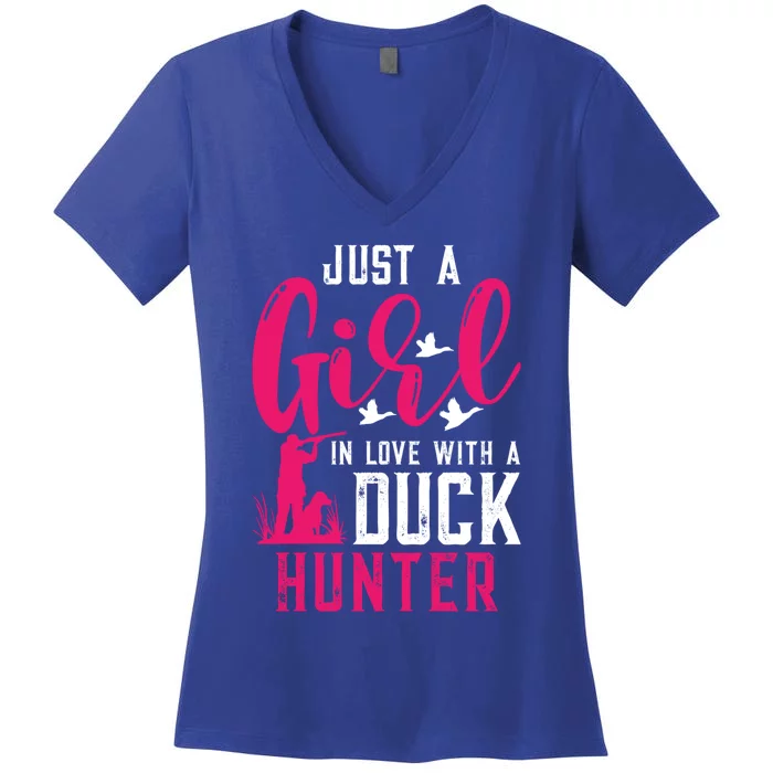 Just A In Love With A Duck Hunter Gift Women's V-Neck T-Shirt