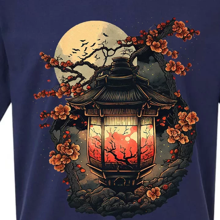 Japan Art Japanese Pagoda Lantern Sakura Blossom Aesthetic Sueded Cloud Jersey T-Shirt