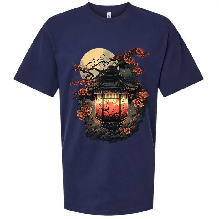 Japan Art Japanese Pagoda Lantern Sakura Blossom Aesthetic Sueded Cloud Jersey T-Shirt