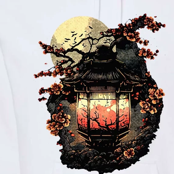 Japan Art Japanese Pagoda Lantern Sakura Blossom Aesthetic Premium Hoodie