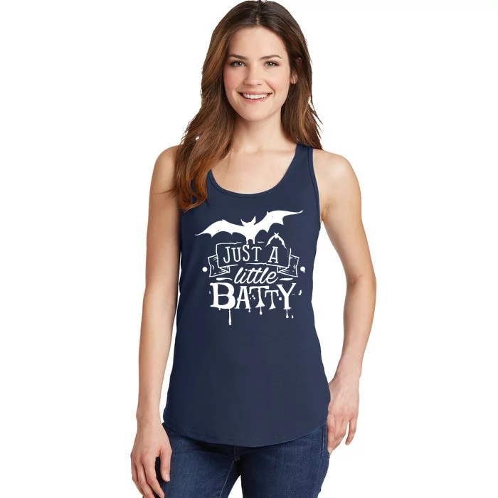 Just A Little Batty Funny Halloween Ladies Essential Tank